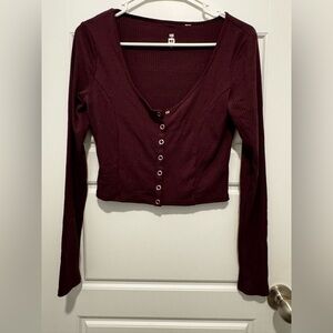 Me to We Deep Red Button-Down Shirt